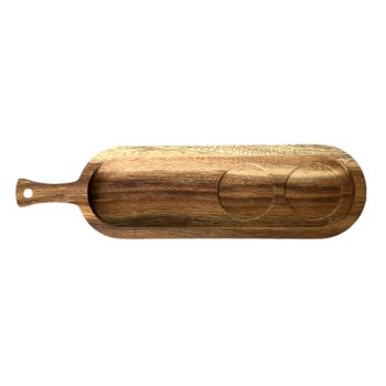 سینی چوبی سرو اسپرسو مدل لوبیایی کشیده